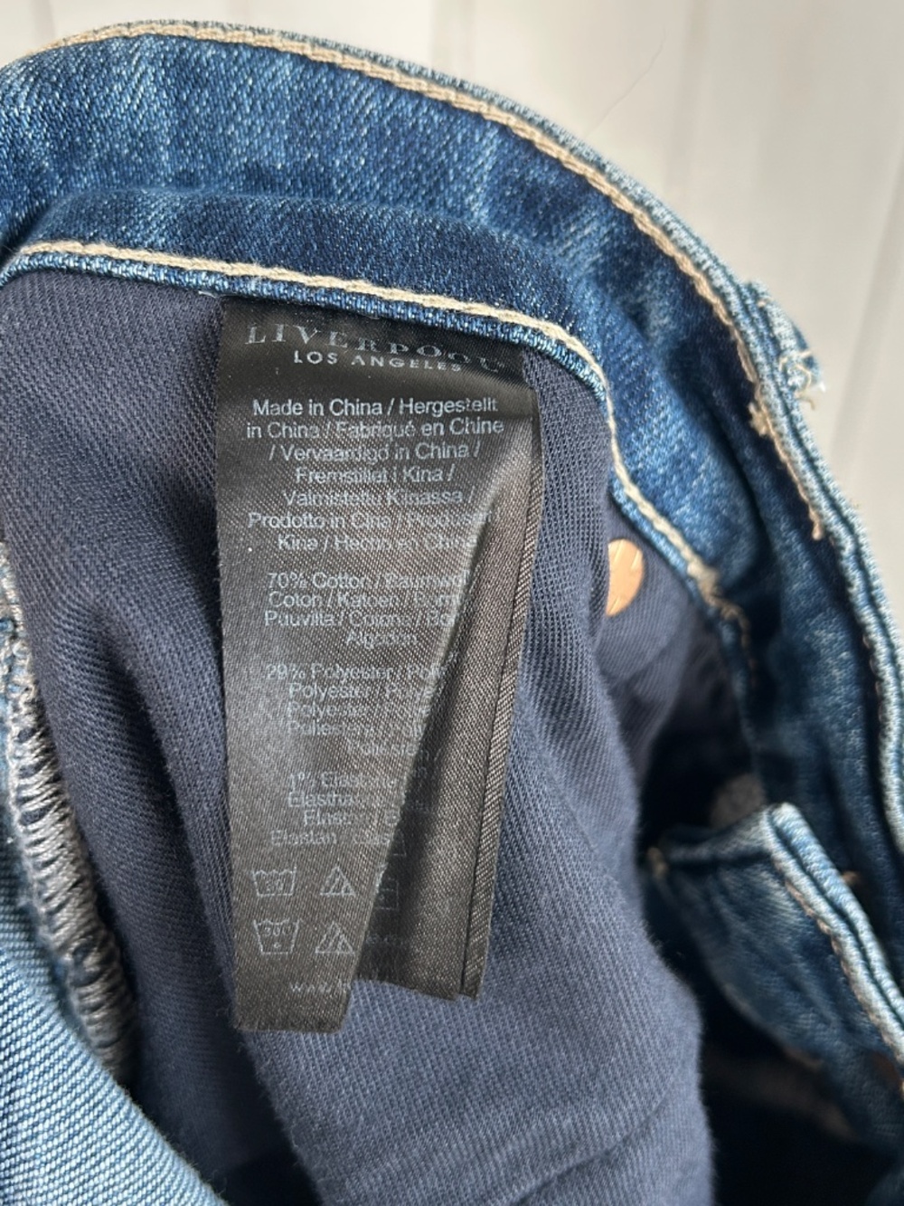 Liverpool size 12/31 Stride high rise crop wide leg jeans blue medium wash NEW - Picture 9 of 10